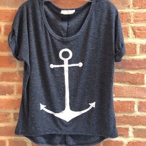 Heathered Navy Anchor Top